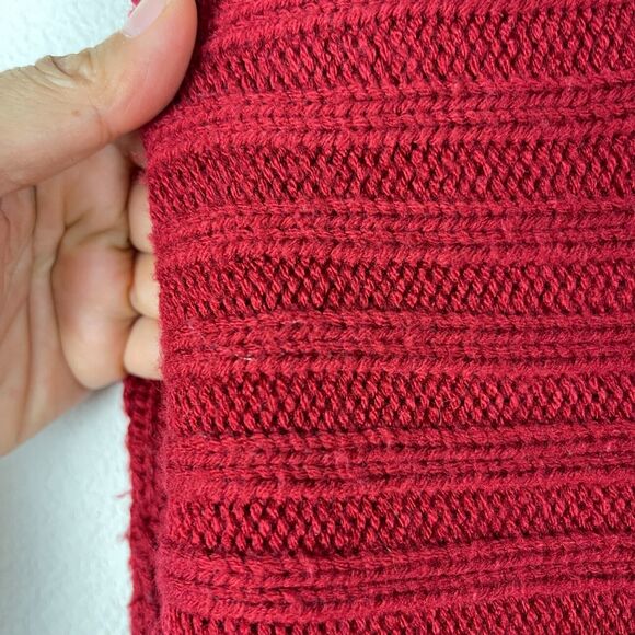 Sundance Long Cardigan Sweater Womens Medium Red Cable Knit Ribbed Boho Peasant - Picture 8 of 12